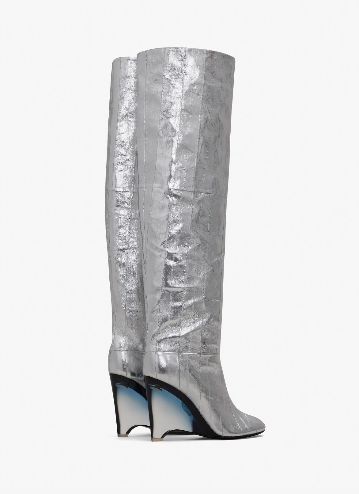 WEDGE BOOTS IN LAMBSKIN ALAÏA SILVER WEDGE BOOTS IN LAMBSKIN